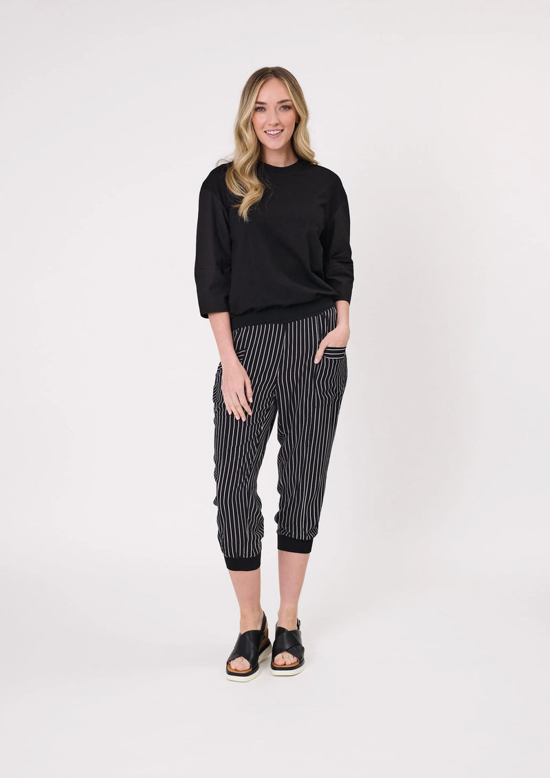 Lemon Tree Harem Pant-Black & White Stripe