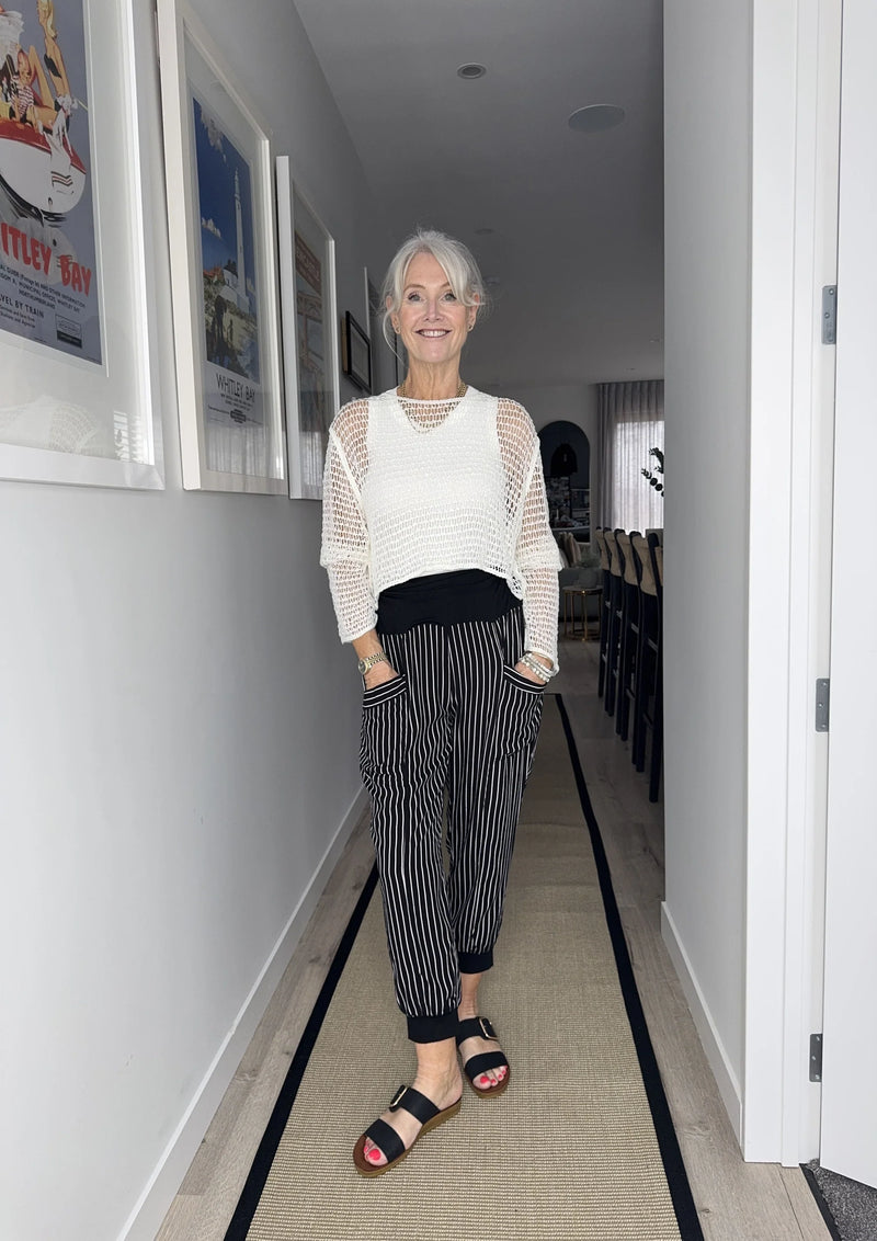 Lemon Tree Harem Pant-Black & White Stripe