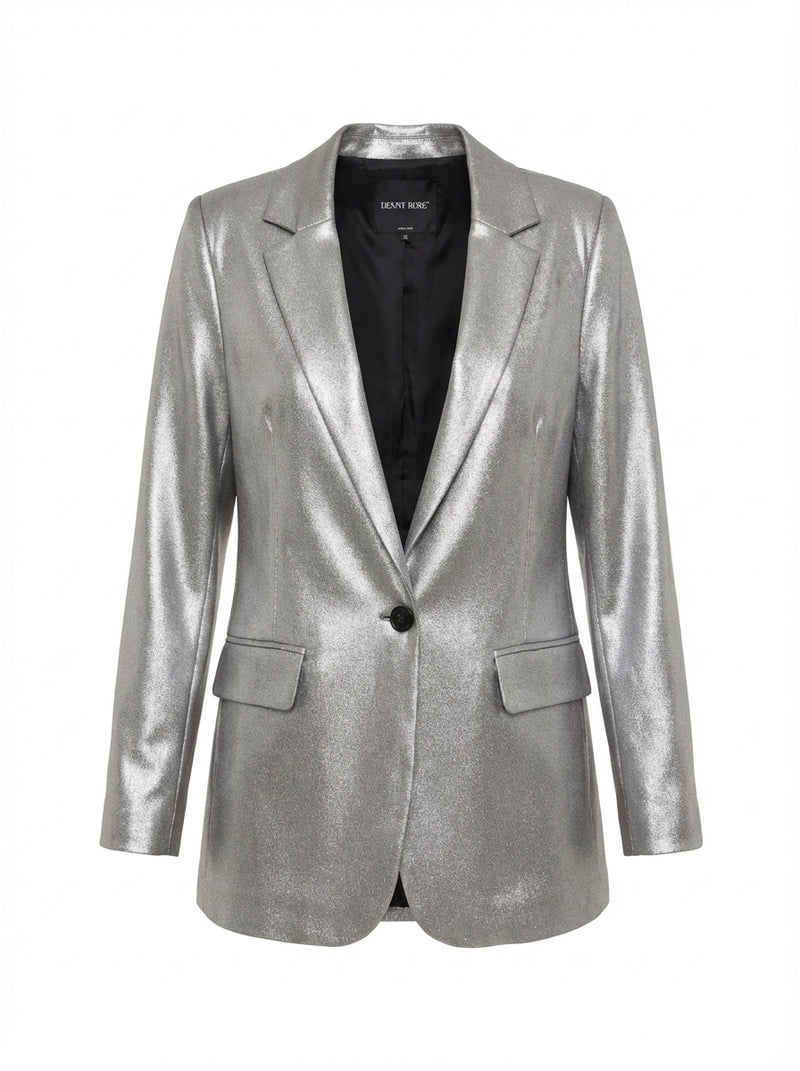 Denny Rose Silver Metallic Blazer