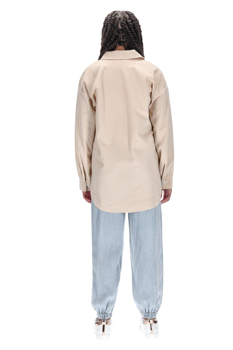 Charlo Katrina Cord Shacket Beige