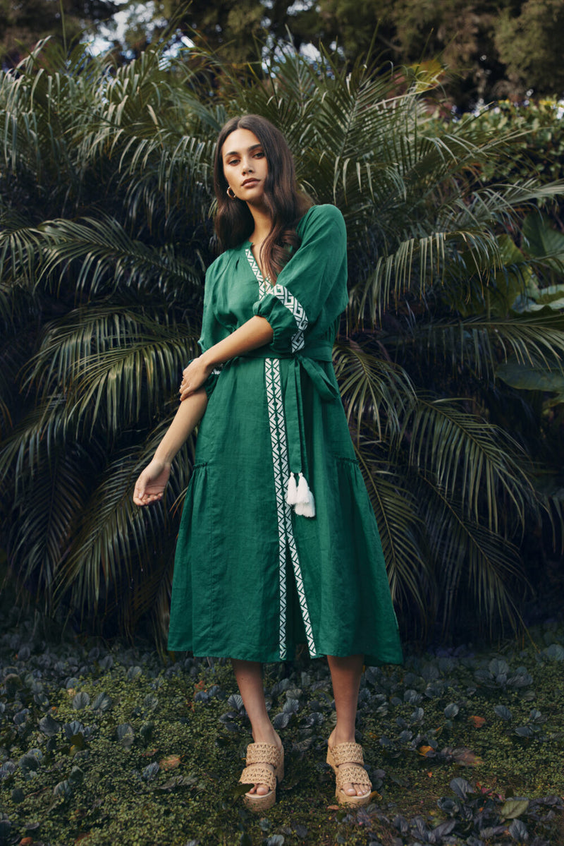 Loobie's Story Maya Midi Dress- Palm Green