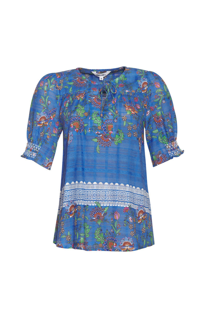 Loobies Story Calliope Top - Corfu Blue Multi