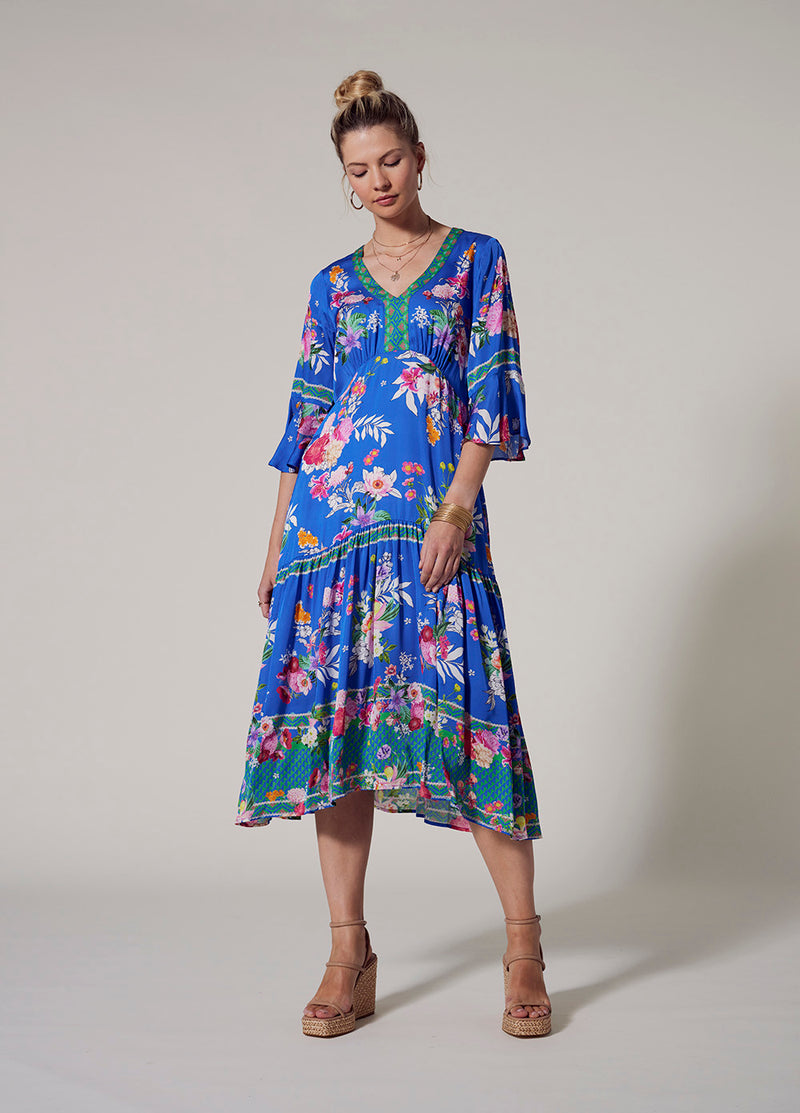 Loobies Story La Fiesta Midi Dress - Corfu Blue