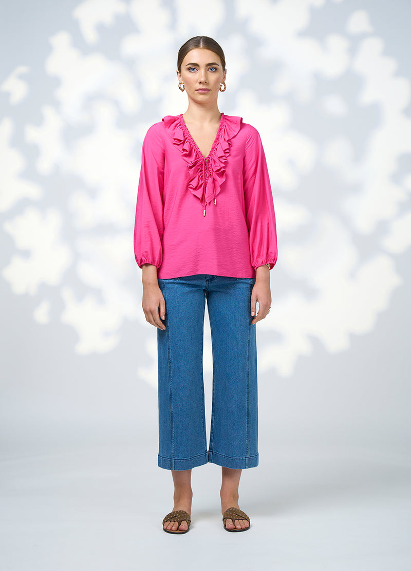 Loobie's Story Evie Blouse in Fuchsia