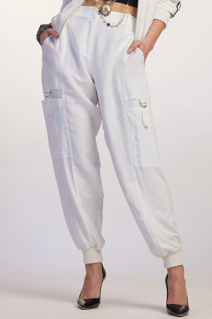 Paula Ryan Linen Jogger - White