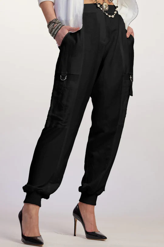 Paula Ryan Linen Jogger - Black