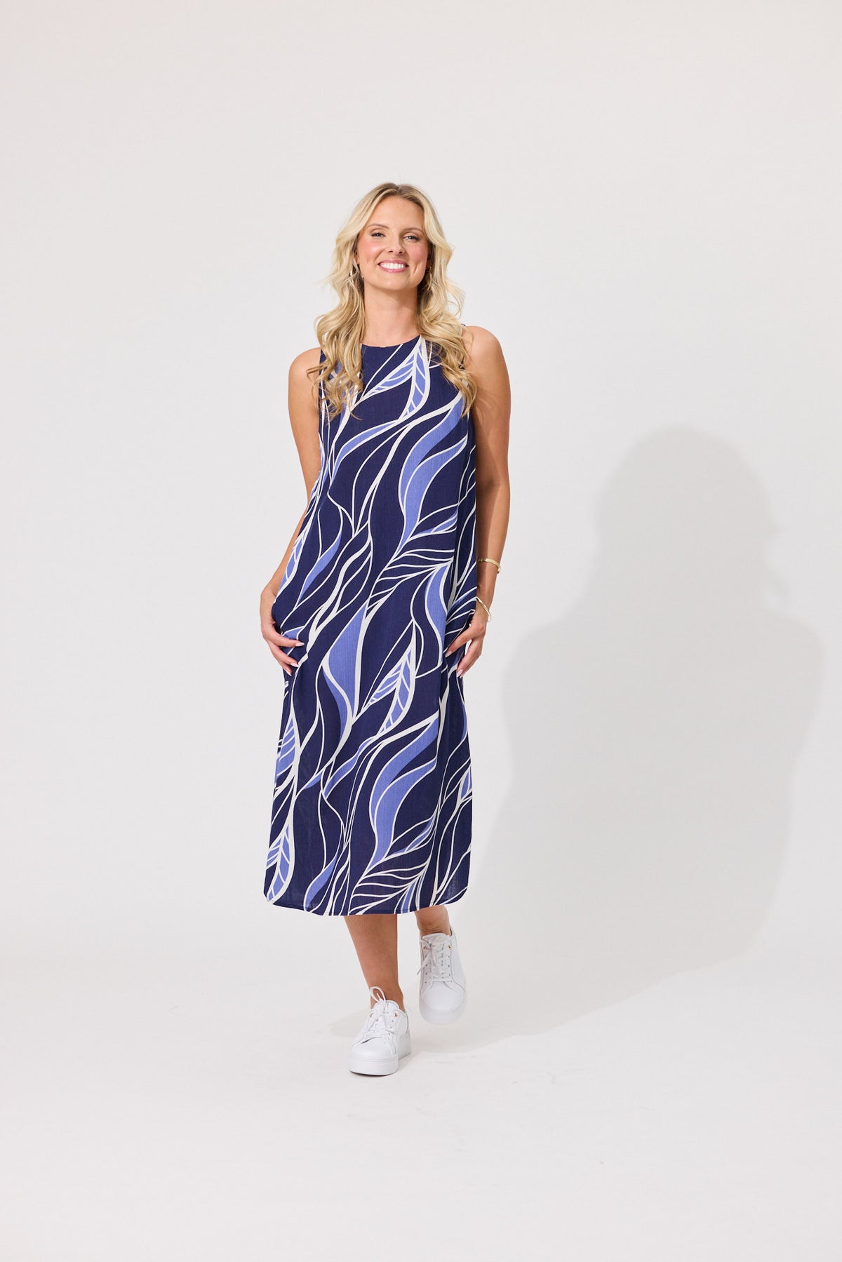 Lemon Tree Noa Leafy Dress-Blue