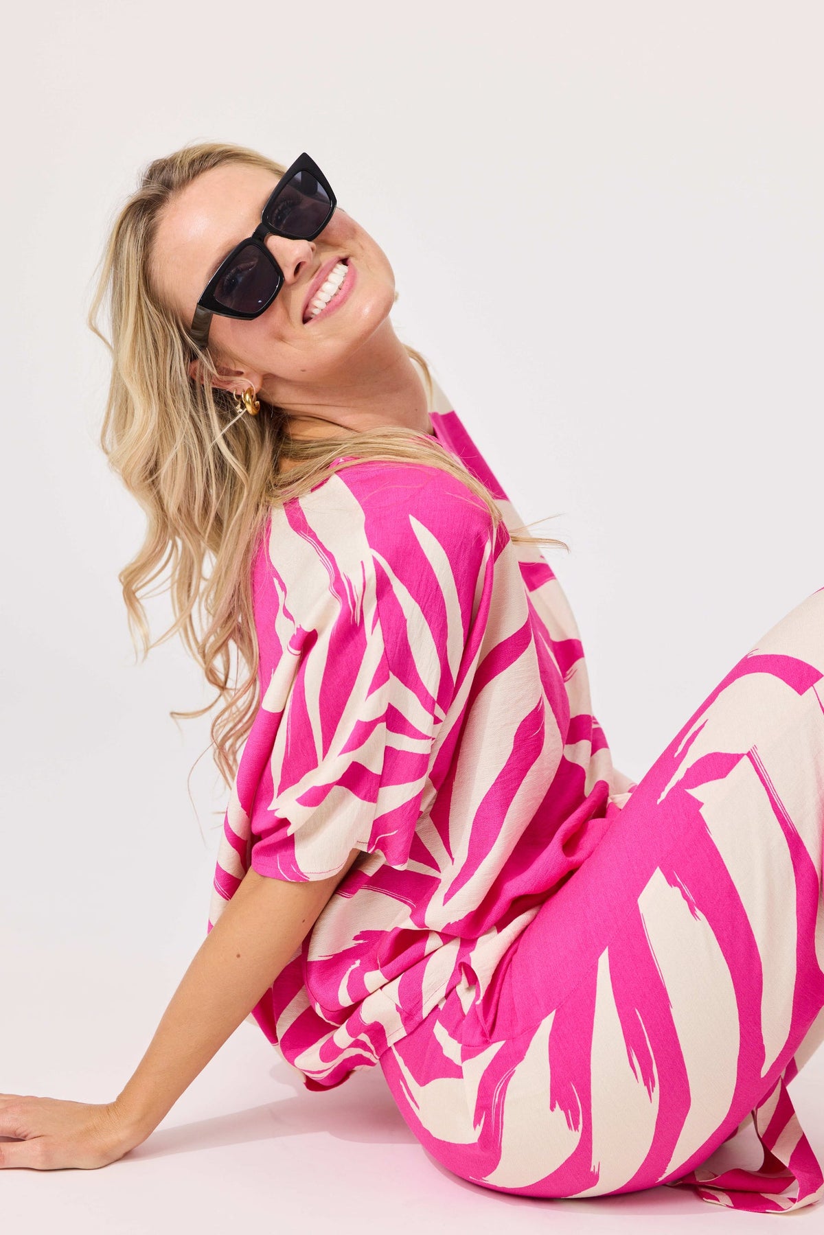 Lemon Tree Alessa Print Top- Floral Fuchsia