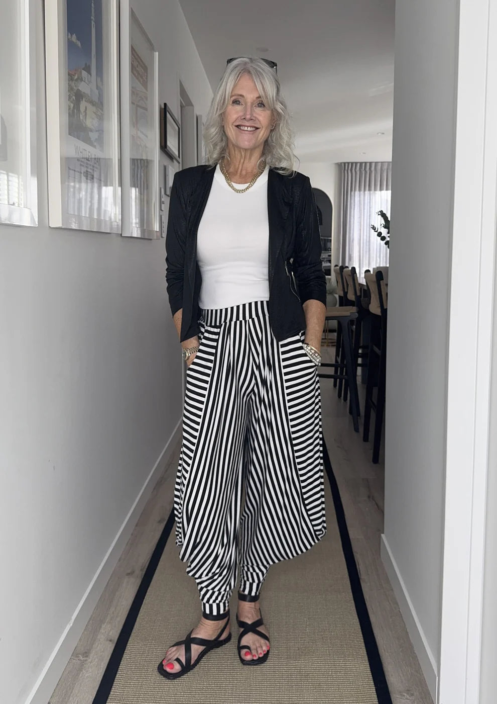 Lemon Tree Lenka Pant- Black White Stripe