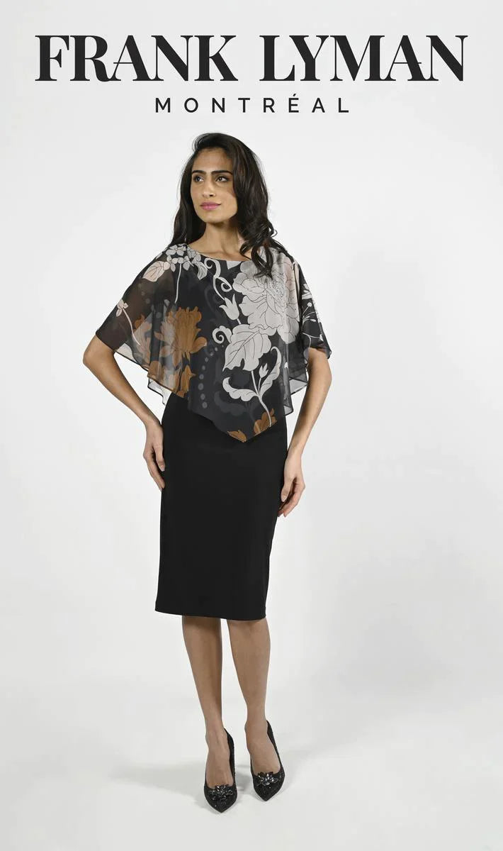 Frank Lyman Overlay Dress - Black/Toffee