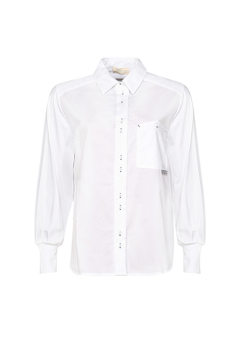 Madly Sweetly Mixed Media Shirt - White