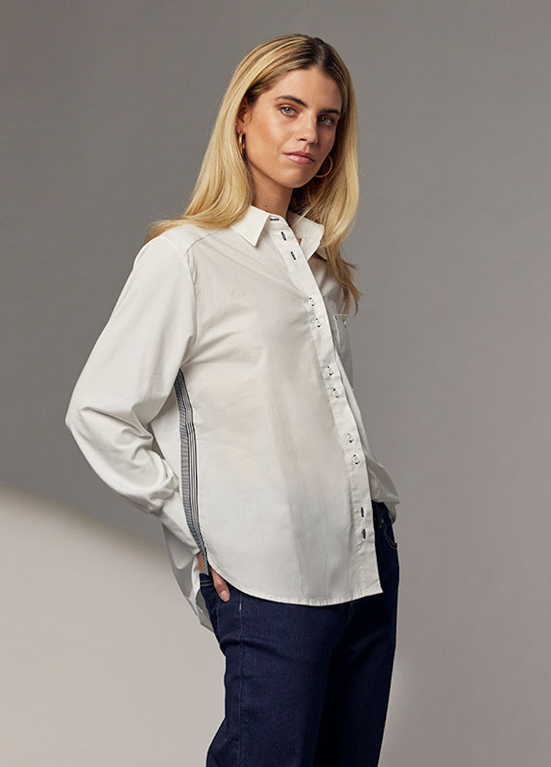 Madly Sweetly Mixed Media Shirt - White