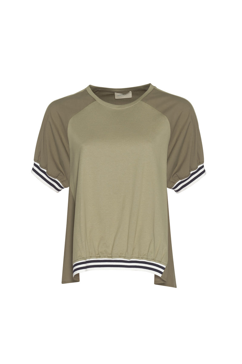 Madly Sweetly Mixed Media Tee - Khaki