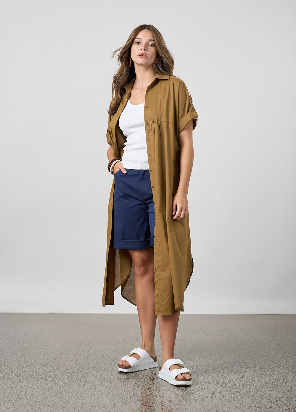 Madly Sweetly Breeze Shirt Dress - Bronze