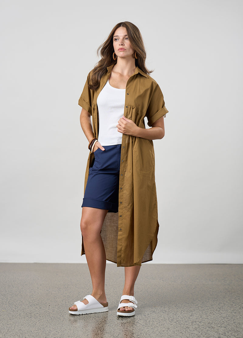 Madly Sweetly Breeze Shirt Dress - Bronze