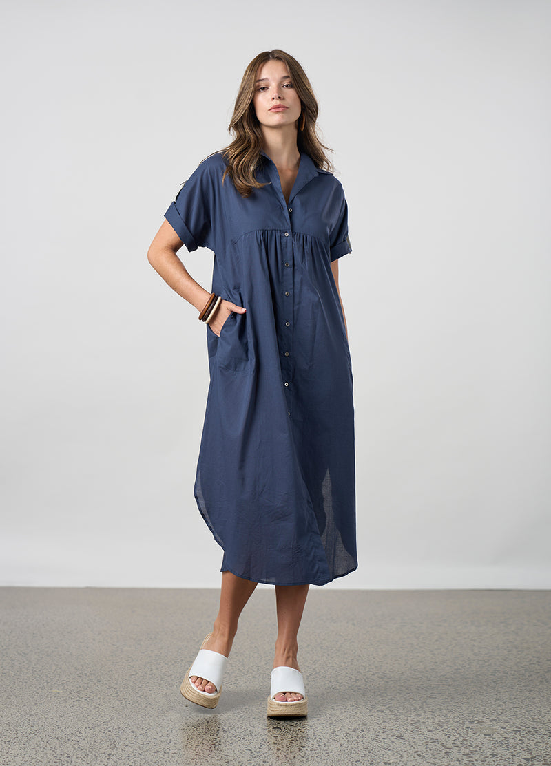Madly Sweetly Breeze Shirt Dress - Navy