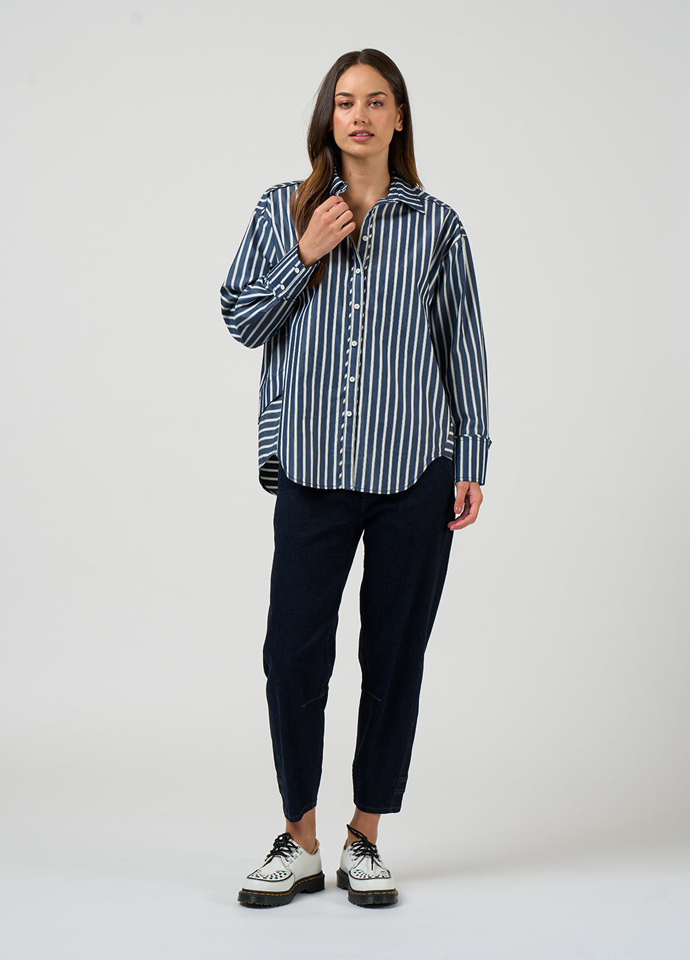 Madly Sweetly Directions Stripe Shirt Navy