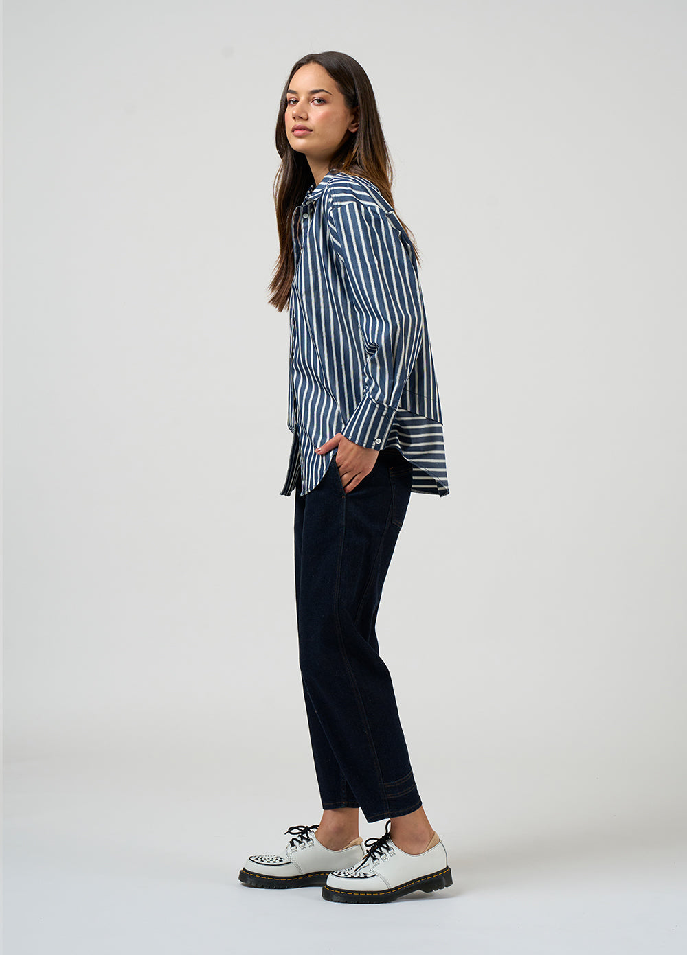 Madly Sweetly Directions Stripe Shirt Navy