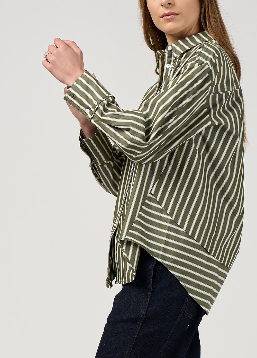 Madly Sweetly Directions Stripe Shirt Sage