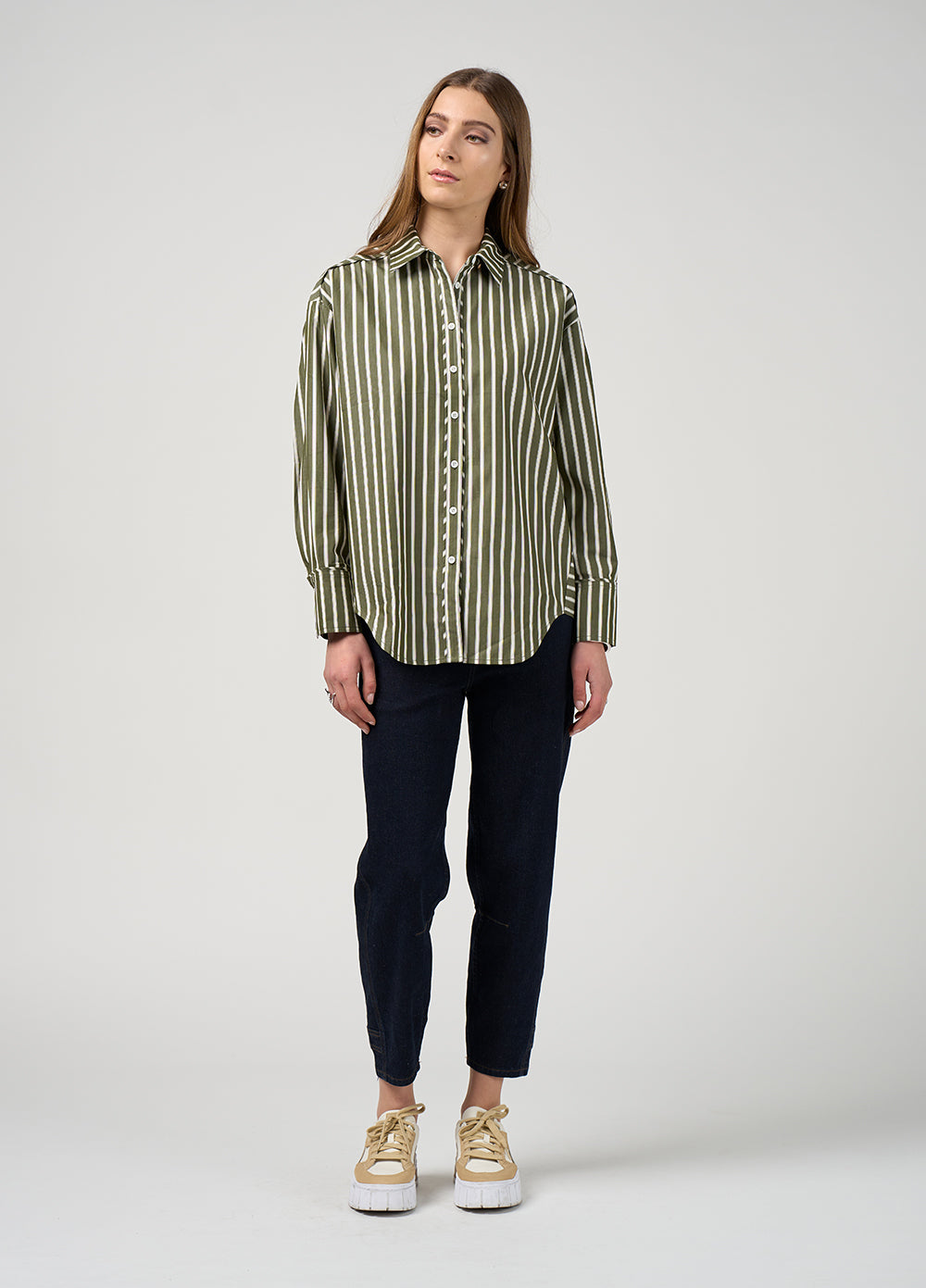 Madly Sweetly Directions Stripe Shirt Sage
