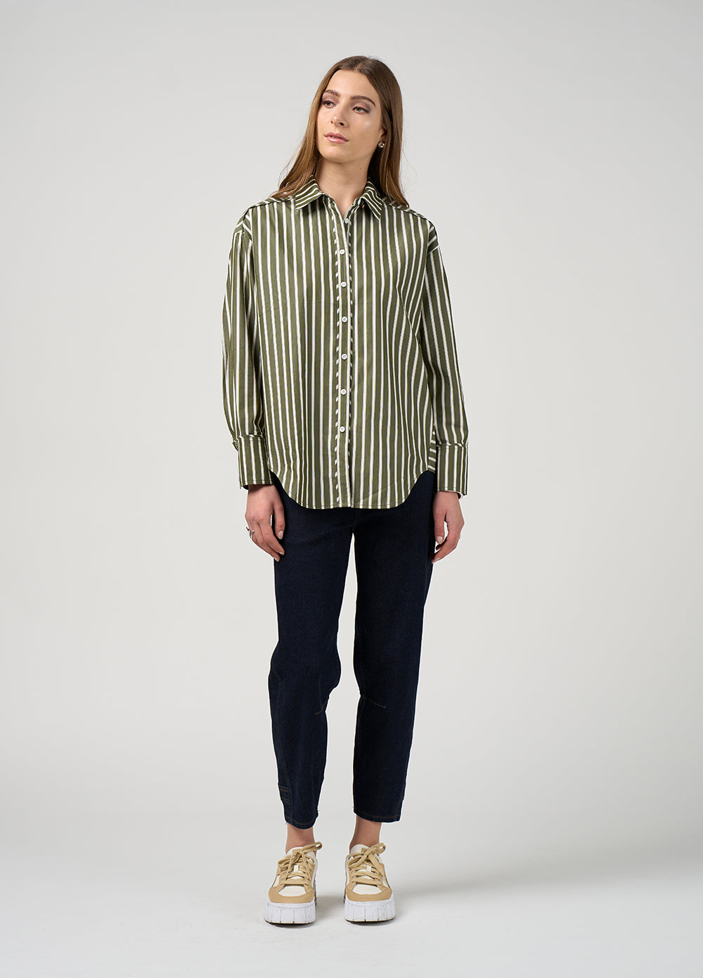 Madly Sweetly Directions Stripe Shirt Sage