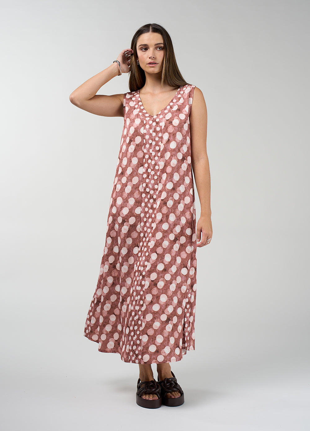 Madly Sweetly Vision Maxi Dress- Cocoa Multi