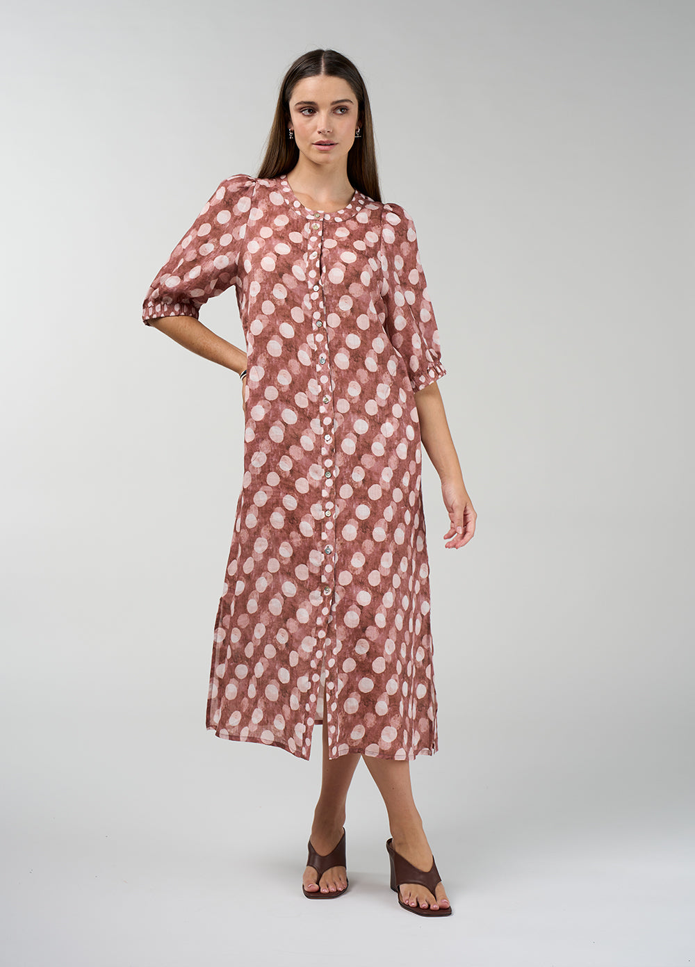 Madly Sweetly Vision Shirt Dress - Cocoa Multi