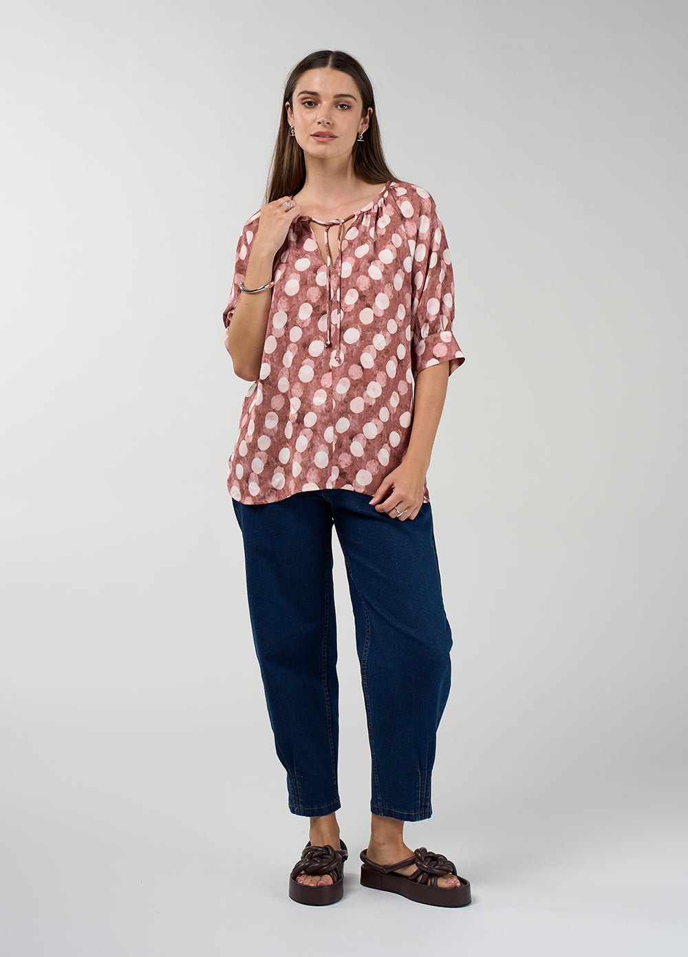 Madly Sweetly Vision Blouse- Cocoa Multi