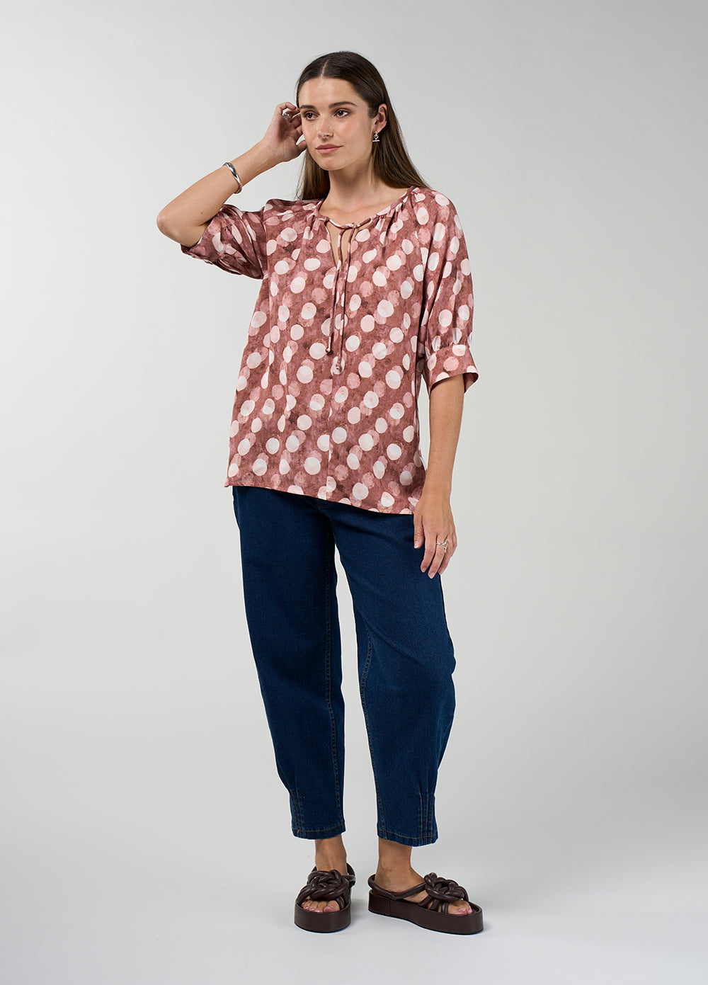 Madly Sweetly Vision Blouse- Cocoa Multi