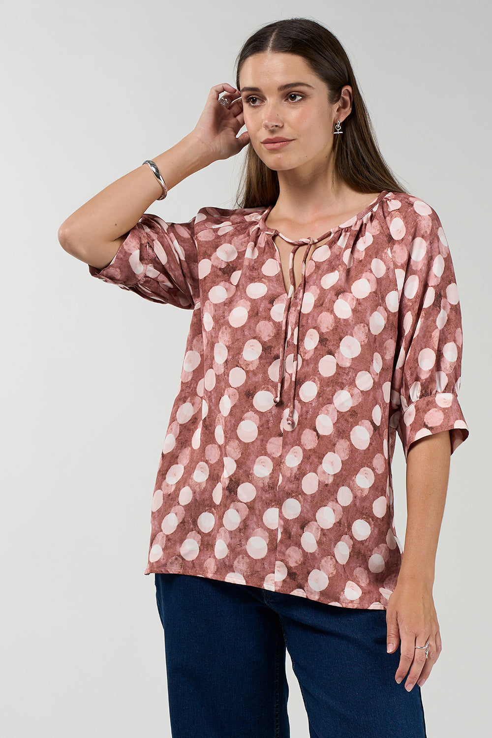 Madly Sweetly Vision Blouse- Cocoa Multi