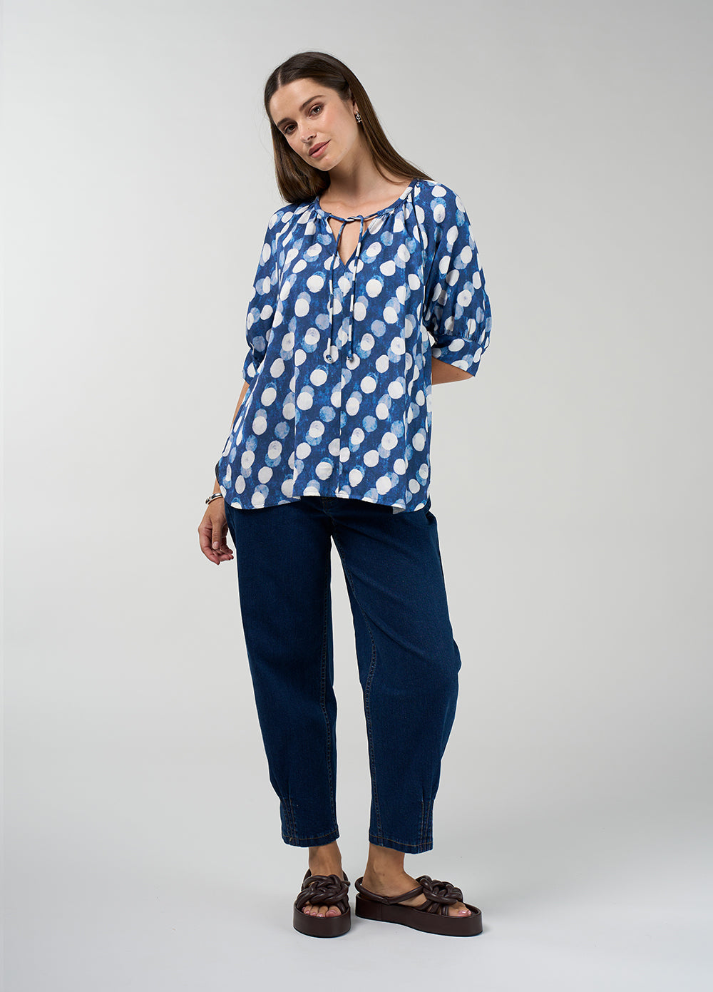 Madly Sweetly Vision Blouse- Denim Multi