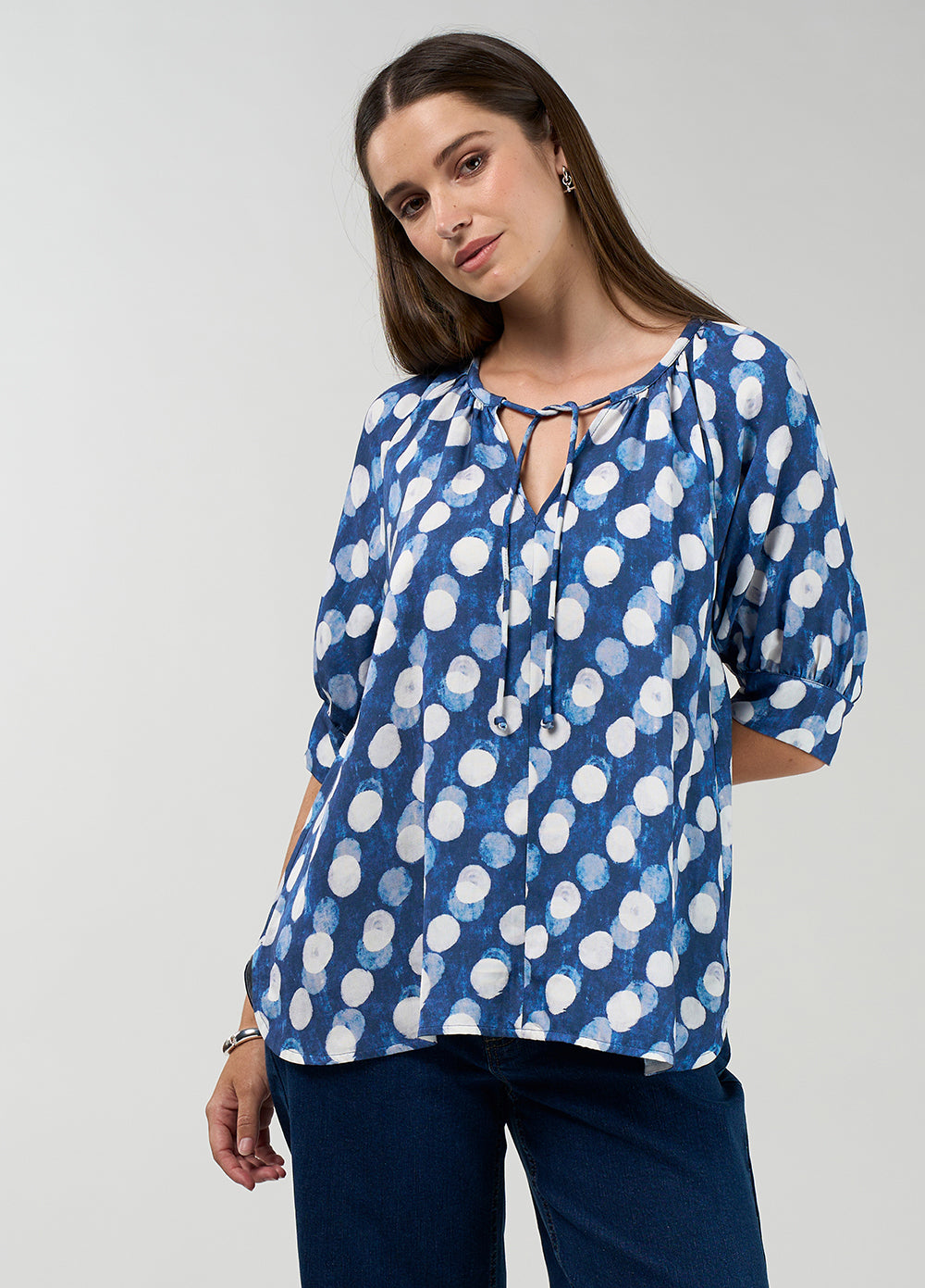Madly Sweetly Vision Blouse- Denim Multi