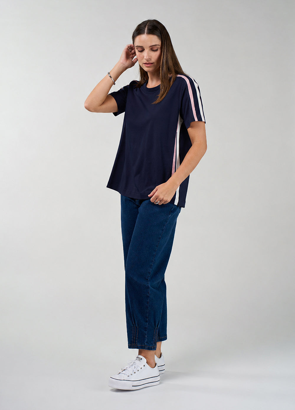 Madly Sweetly Contour Tee Navy-White