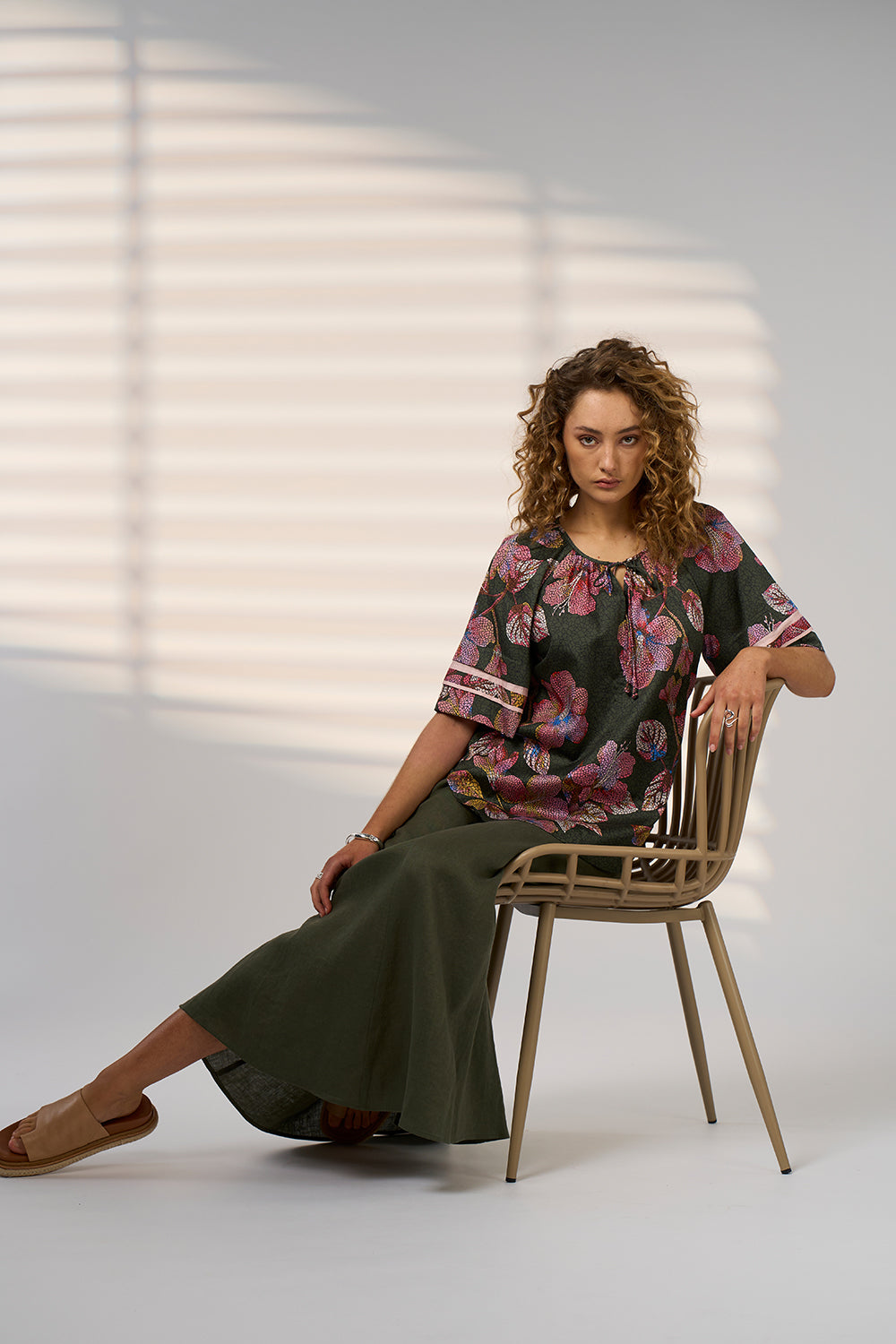 Madly Sweetly Mosaica Top Khaki