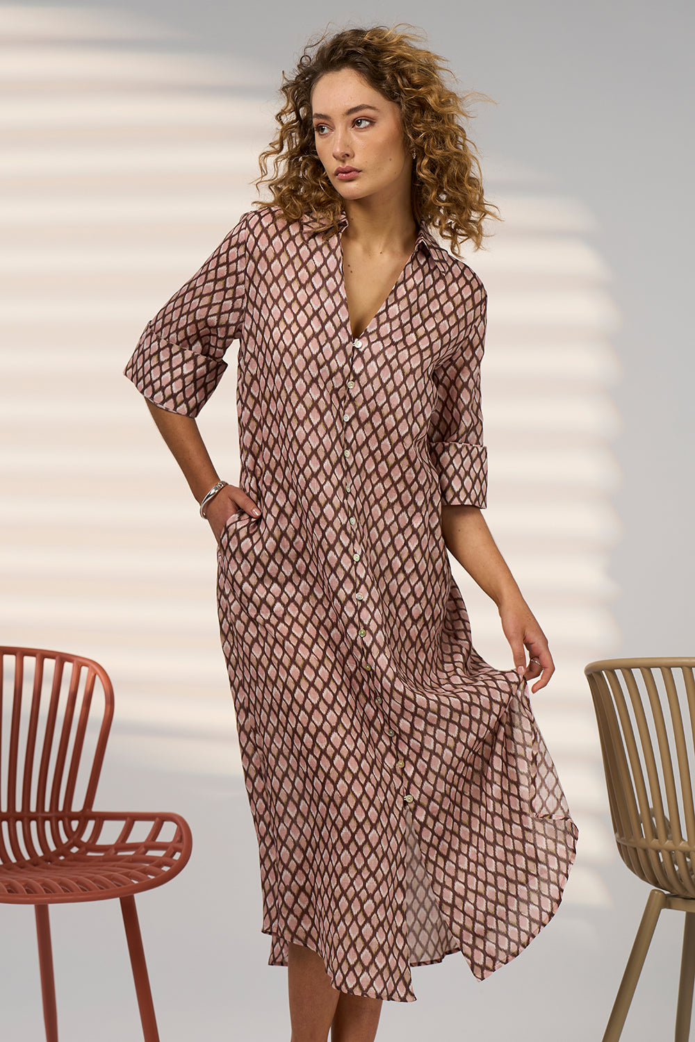 Madly Sweetly Double Up Shirt Dress Blush