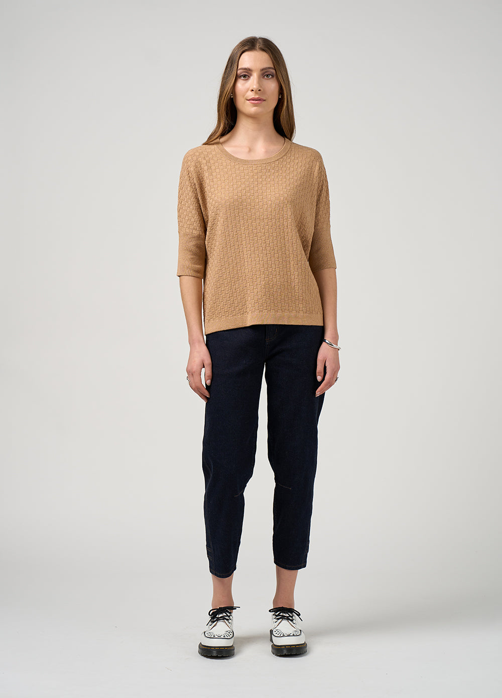 Madly Sweetly Switchboard Tee Camel