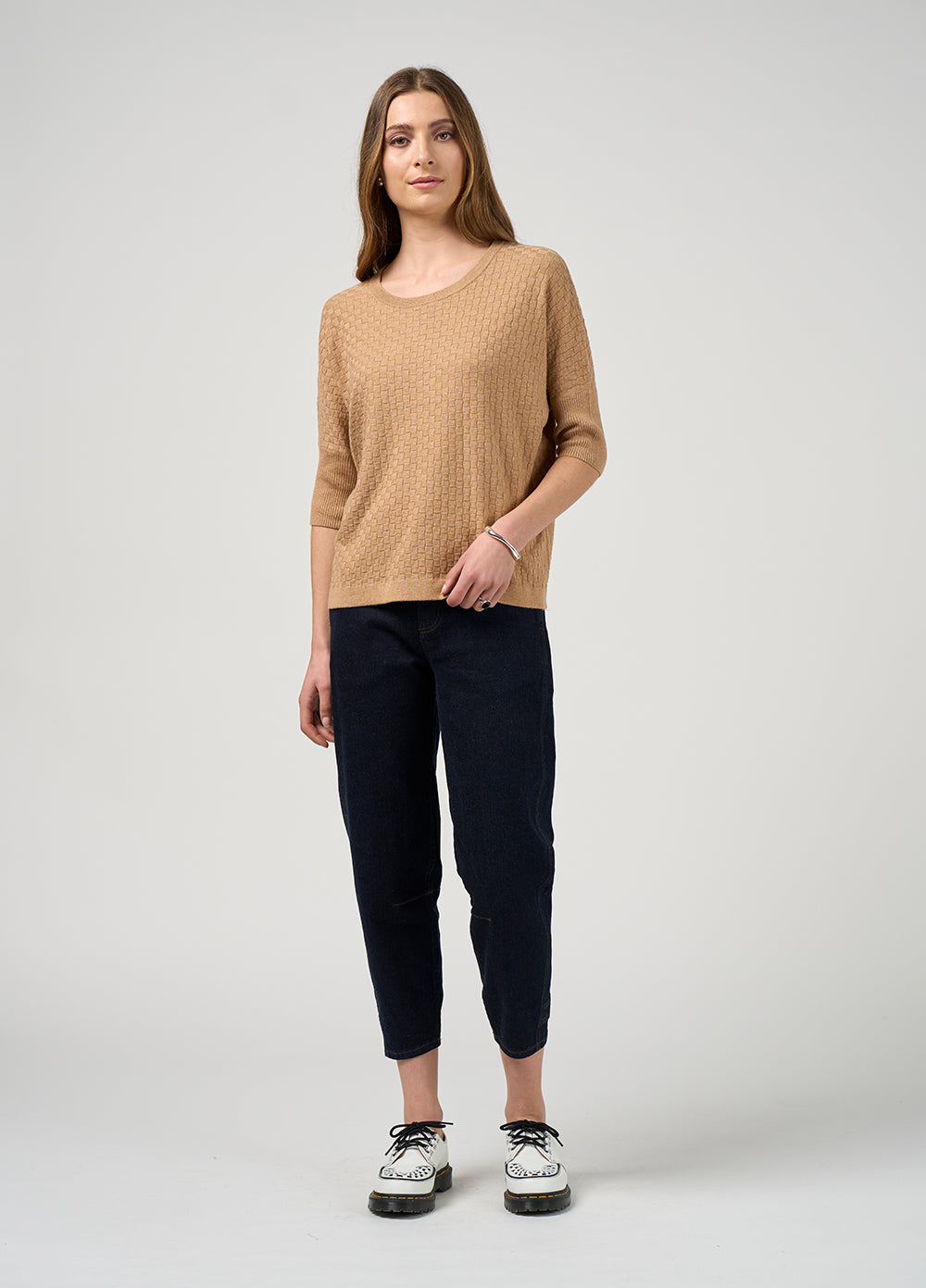 Madly Sweetly Switchboard Tee Camel