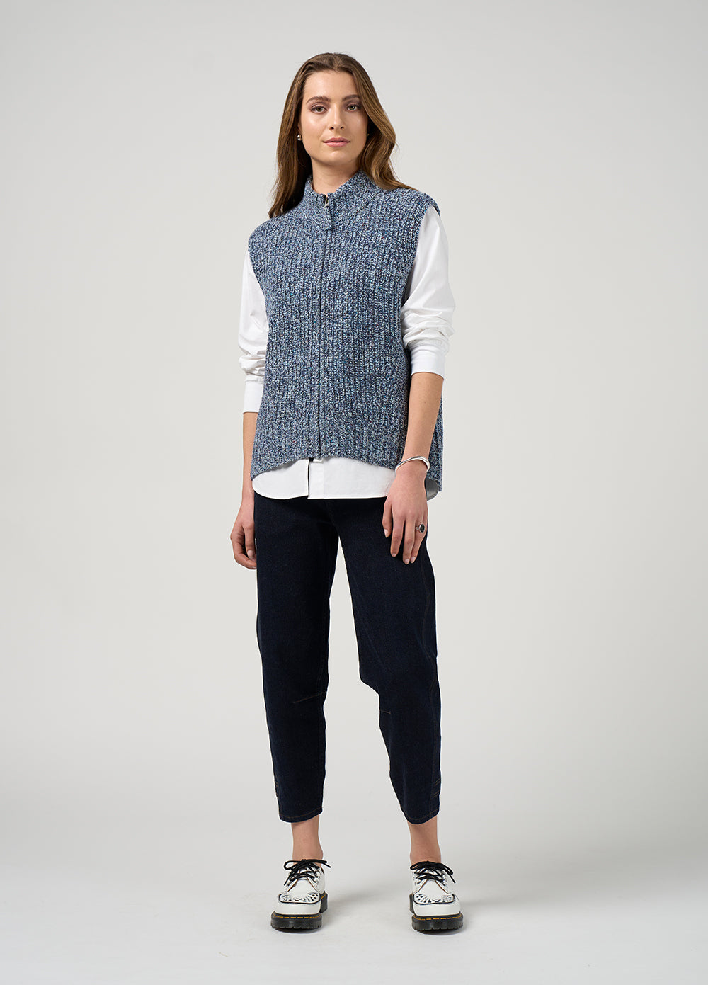 Madly Sweetly Campfire Vest Denim Fleck – ROSSELLINI + SHINE