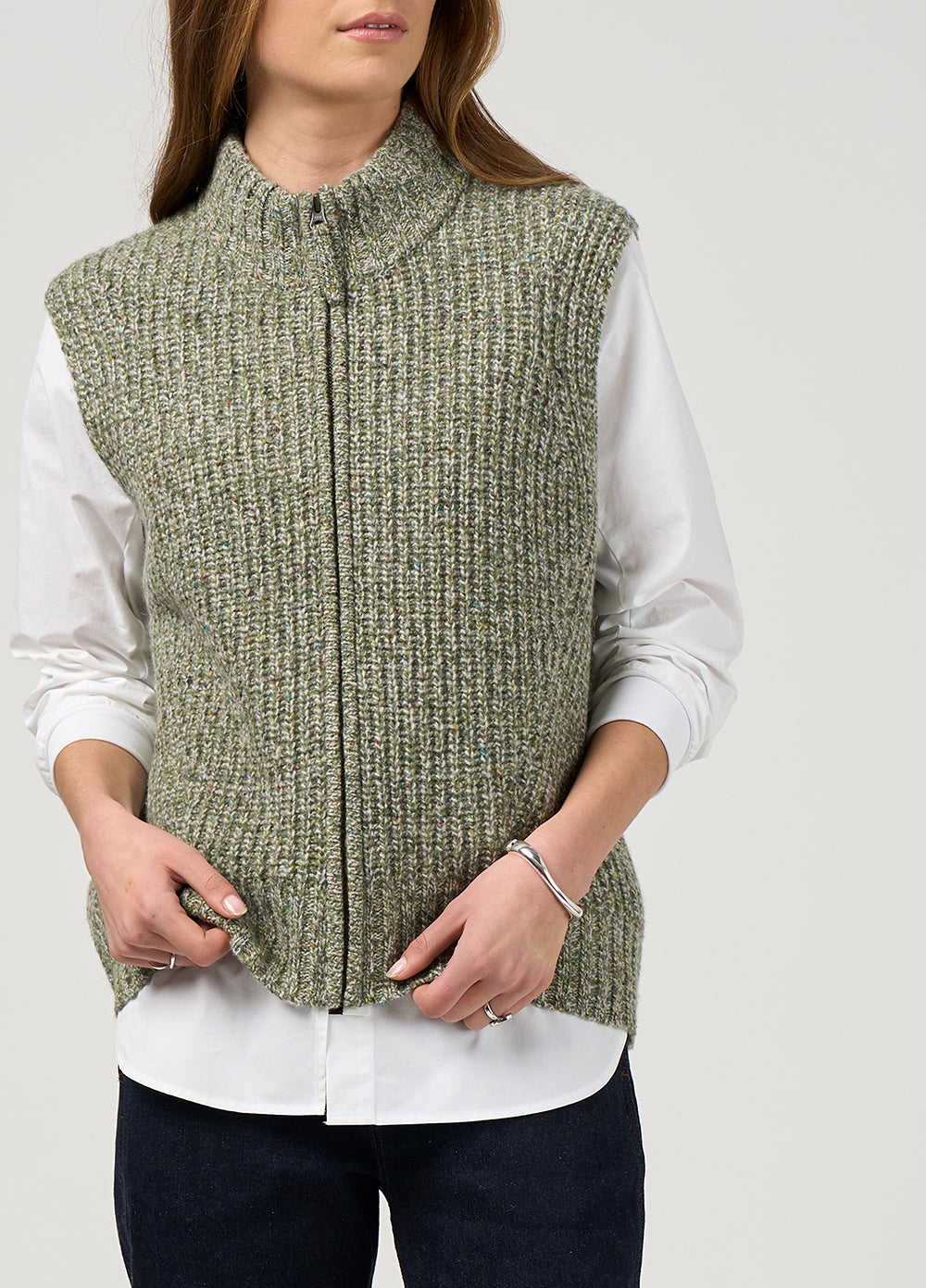 Madly Sweetly Campfire Vest Sage Fleck