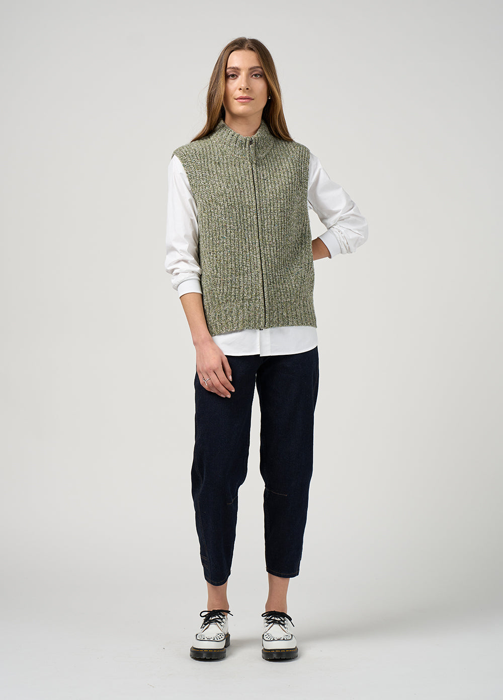 Madly Sweetly Campfire Vest Sage Fleck