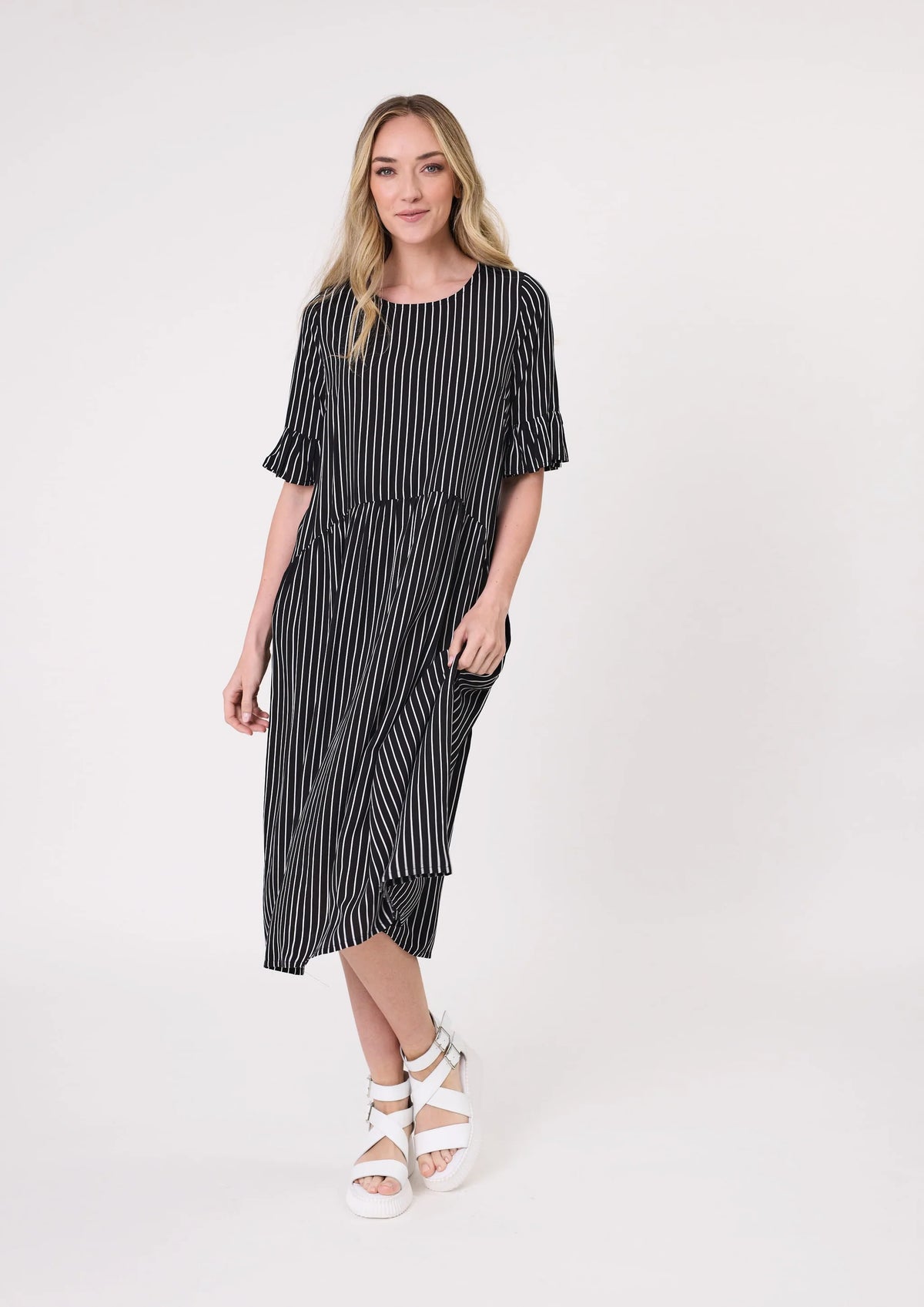 Lemon Tree Madonna Dress White Stripe