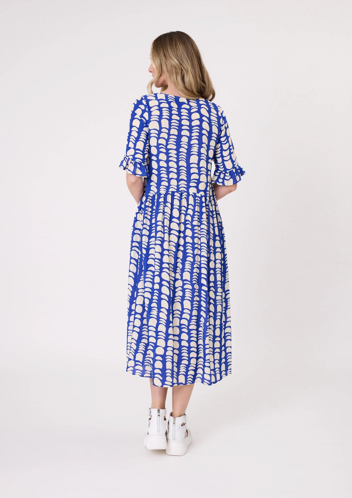 Lemon Tree Madonna Dress Cobalt Print