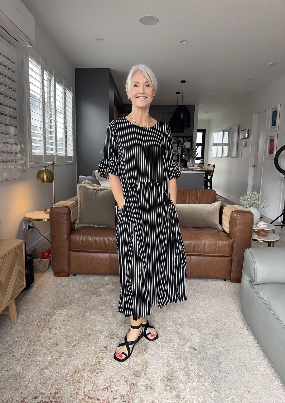 Lemon Tree Madonna Dress White Stripe