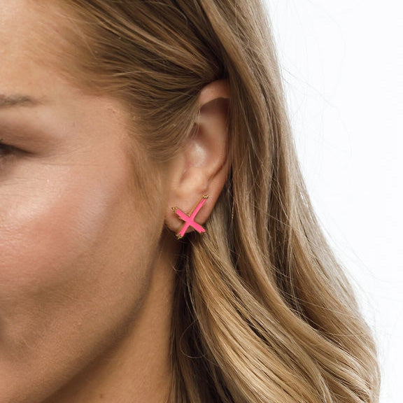 Home Lee X Stud Earrings - Pink