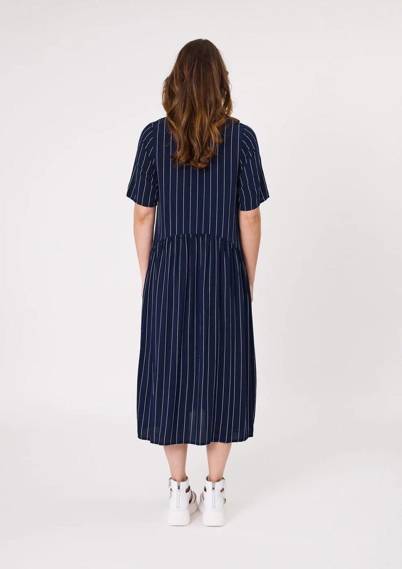 Lemon Tree Monroe Dress- Navy Stripe