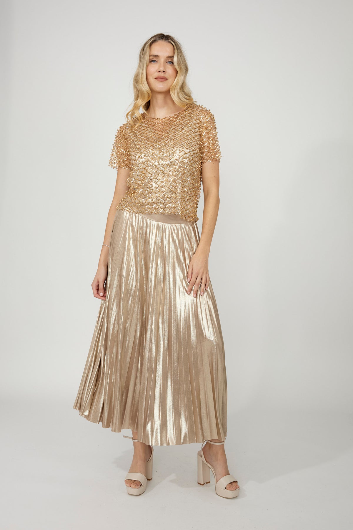 Frank Lyman Sparkly Skirt - Gold