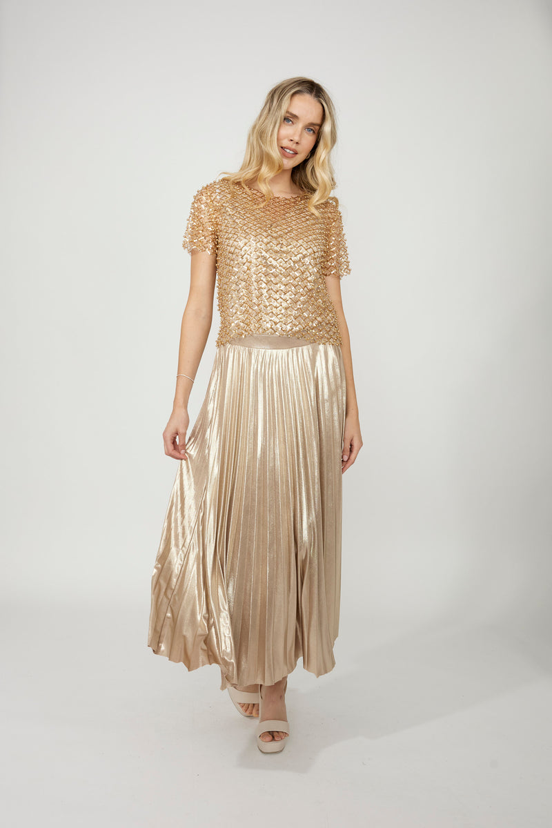 Frank Lyman Sparkly Skirt - Gold