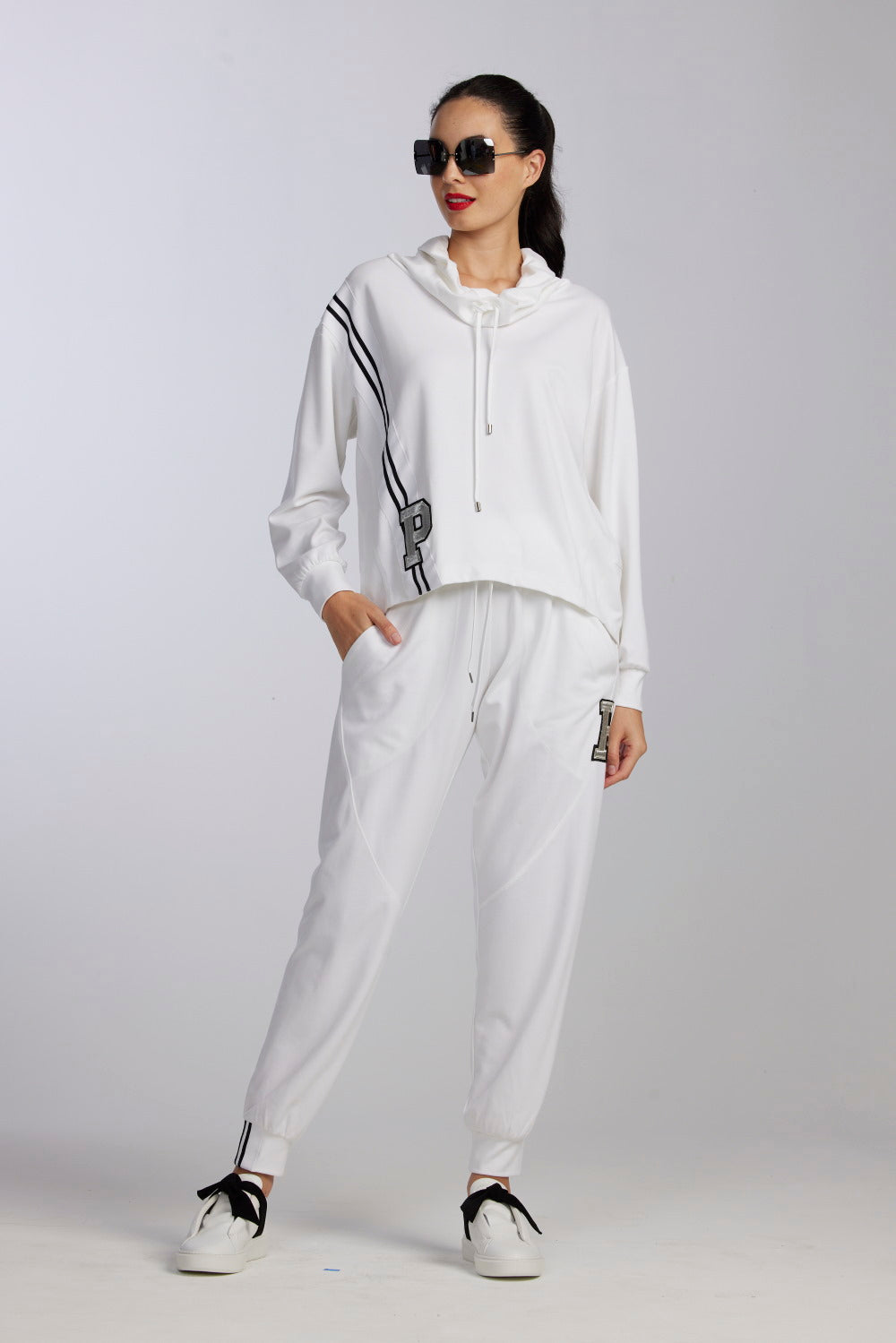 Paula Ryan Roma Lite Cowl Neck Sweater -White