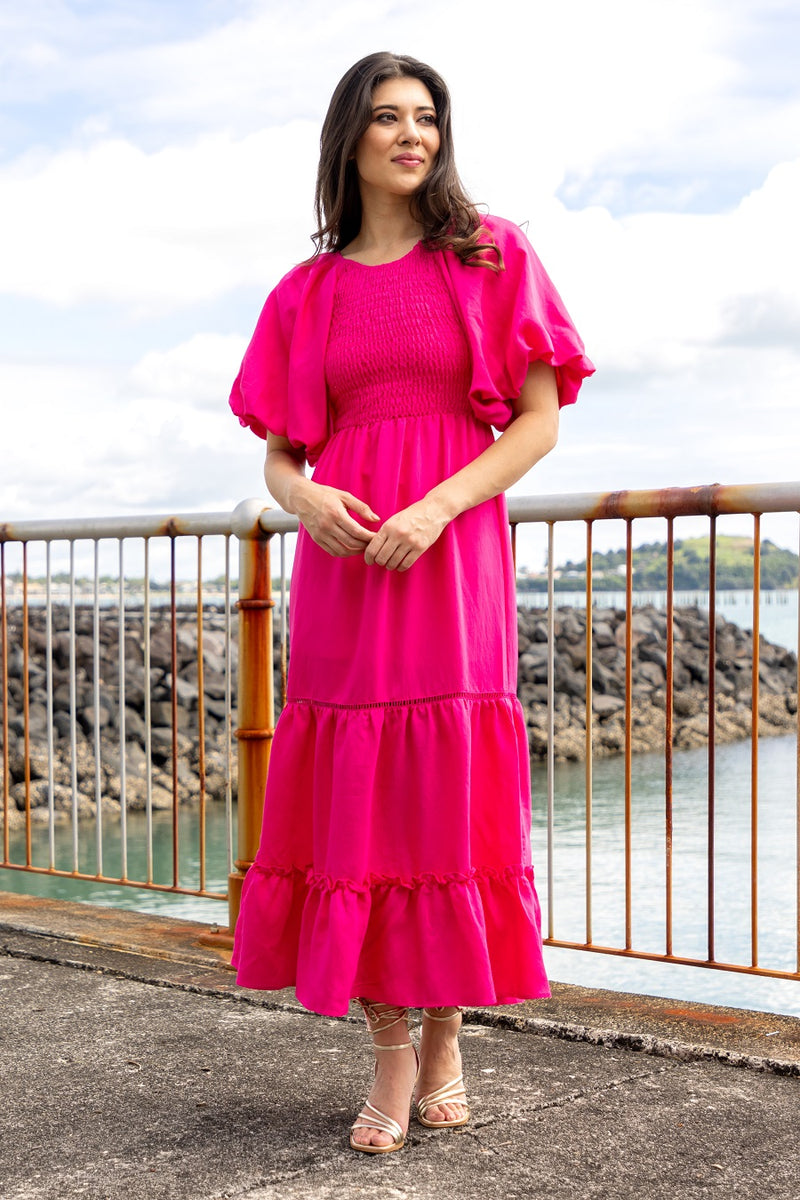 hot pink dress nz Ella Hot Pink Off Shoulder Formal Dress