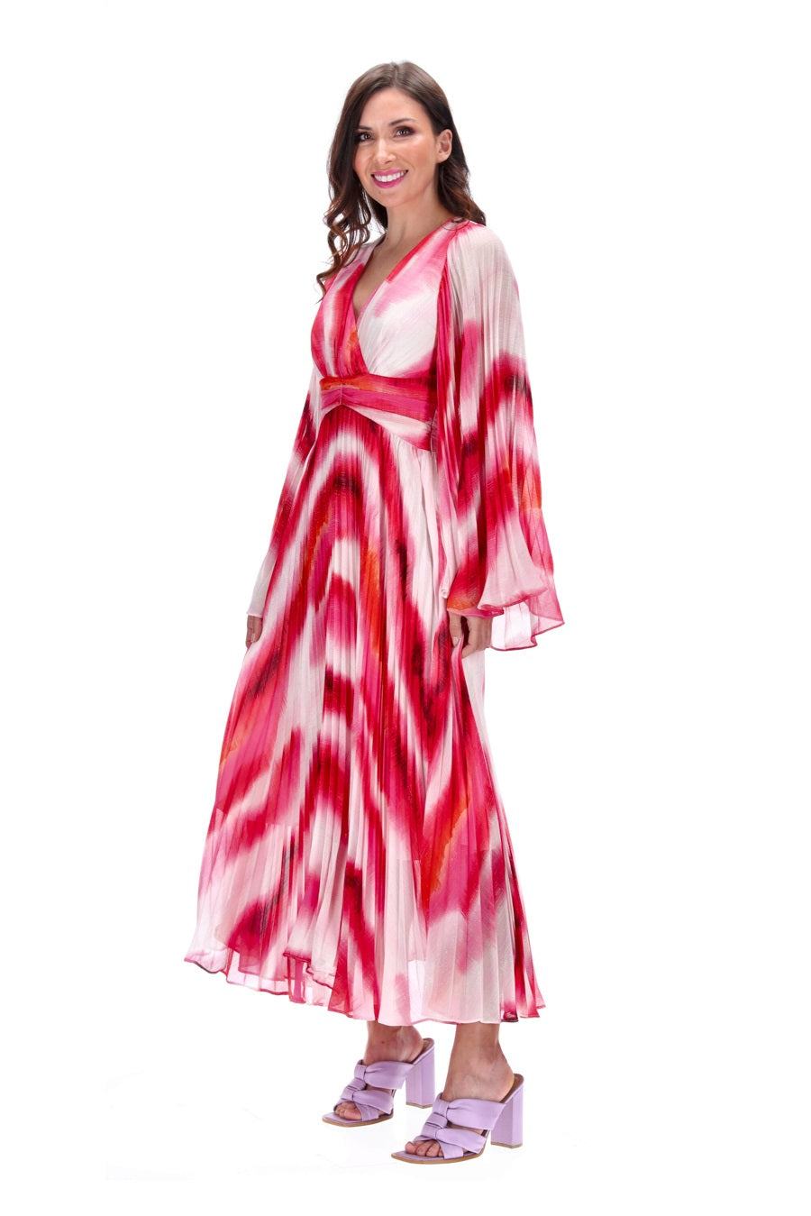 Augustine Gina Maxi Dress Pleated Pink